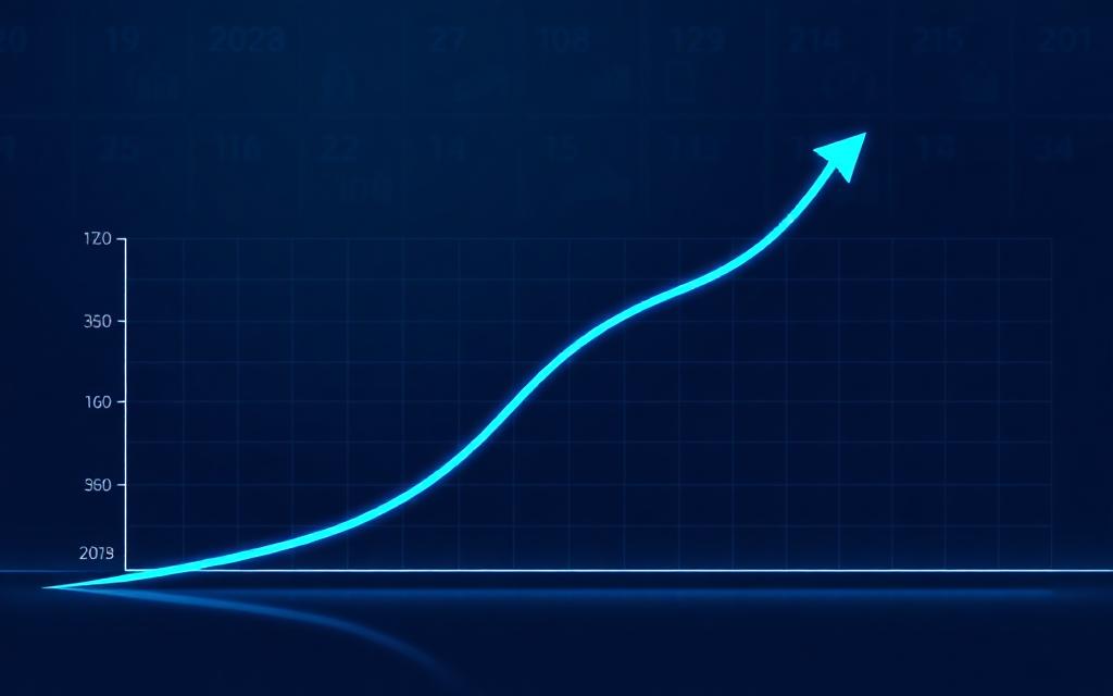 Stylised line graph dropping at the year 2028